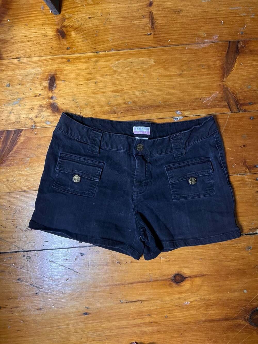 No Boundaries Women's Black Stretch Cargo Utility Denim Shorts